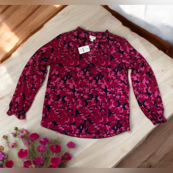 NWT J. Crew Button Up Floral Blouse Top XXS - Picture 11 of 11